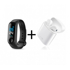 Set 2 casti bluetooth I7TWS cu dock de incarcare + Bratara fitness bluetooth